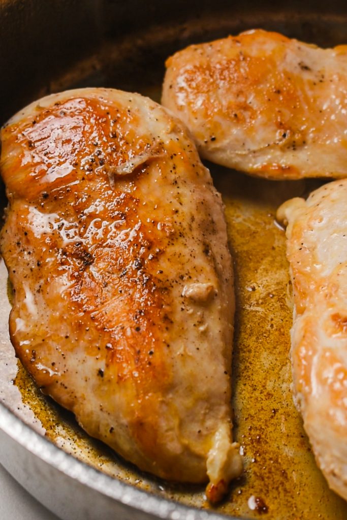 shot of perfectly seared chicken fillet